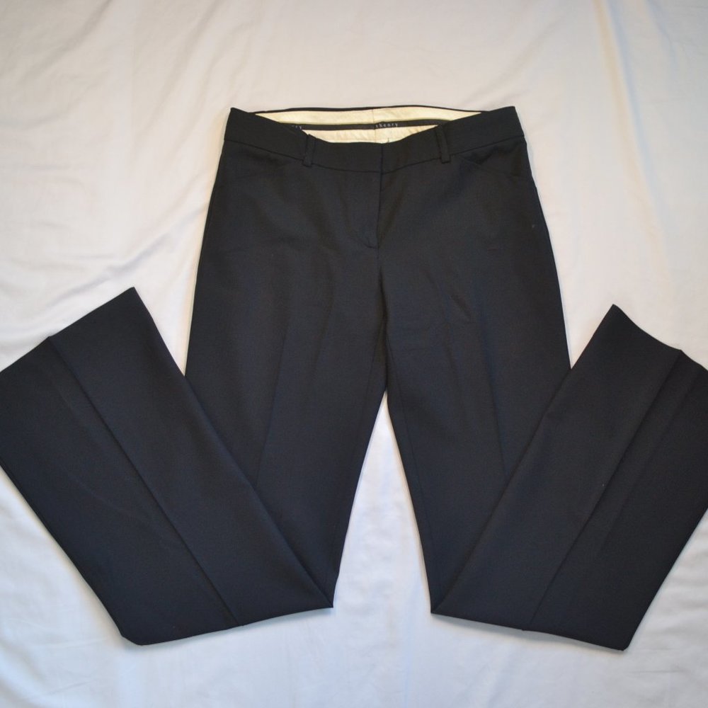 Theory Black Wool Wide Leg Dress Pants